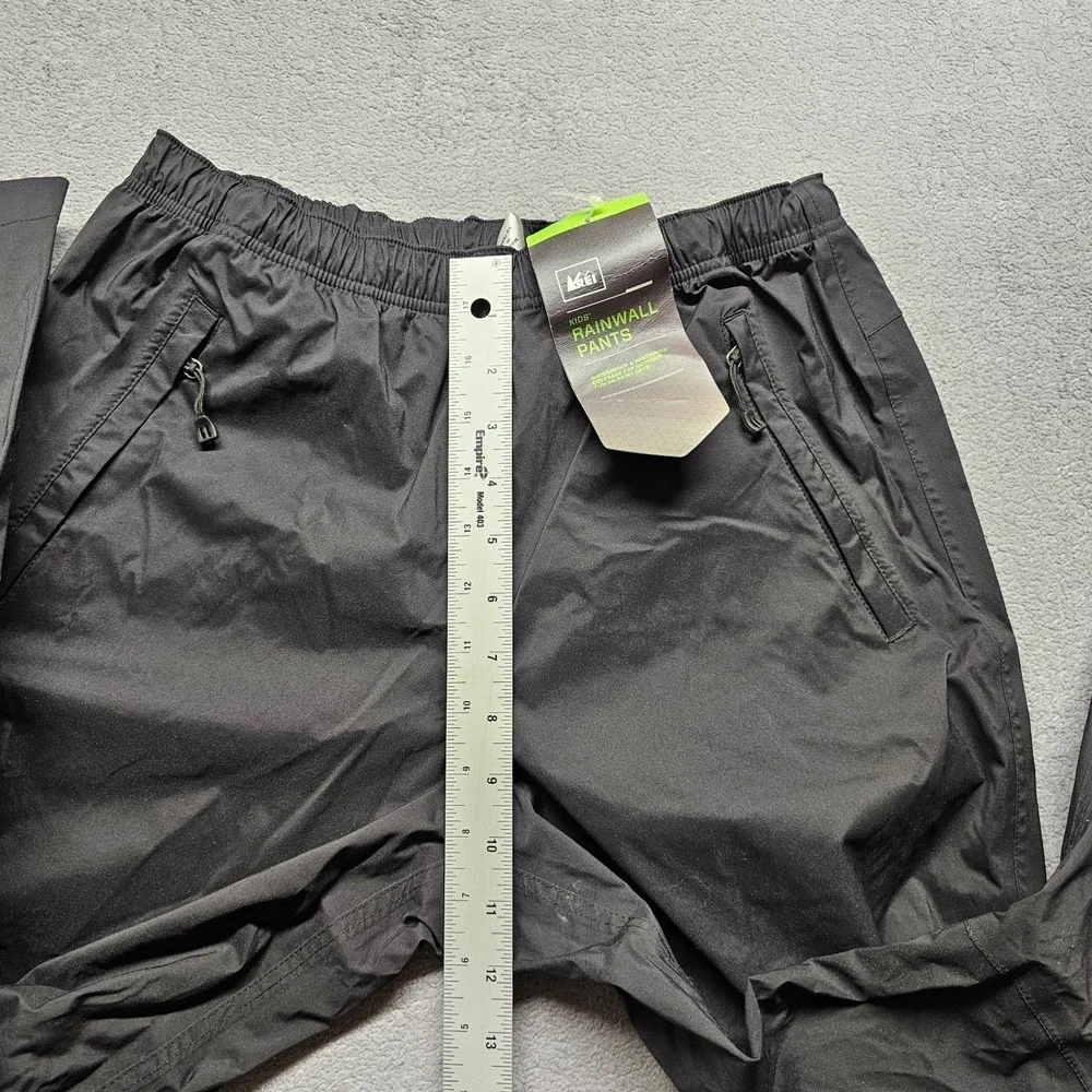 REI Rainwall Pants Kids Large 14-16 Black Waterproof Windproof Hiking Outdoor